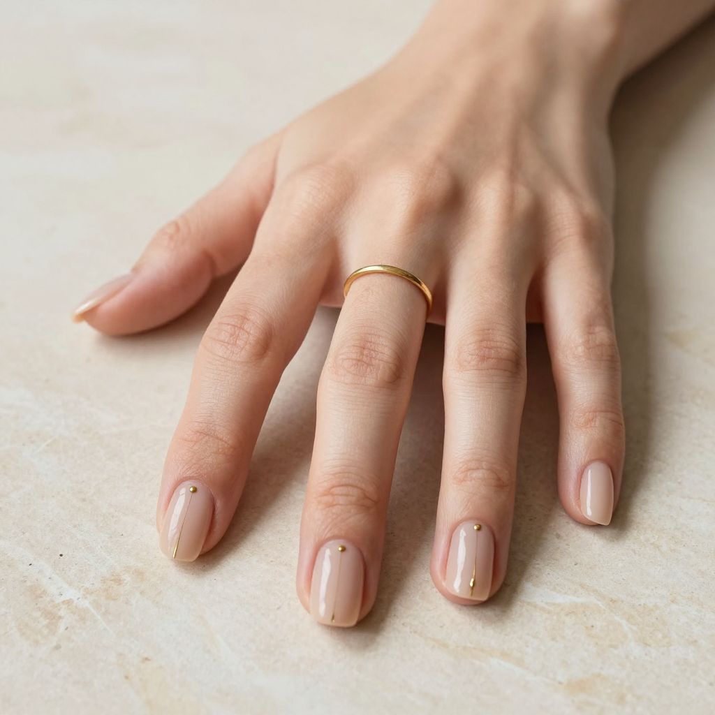 Minimalist Gold Line Square Nails