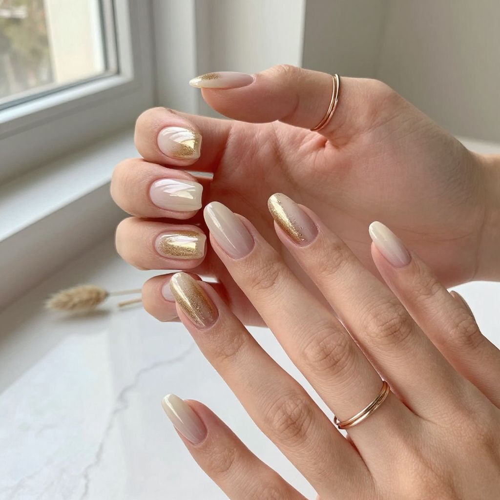 Champagne Ombre Coffin Nails
