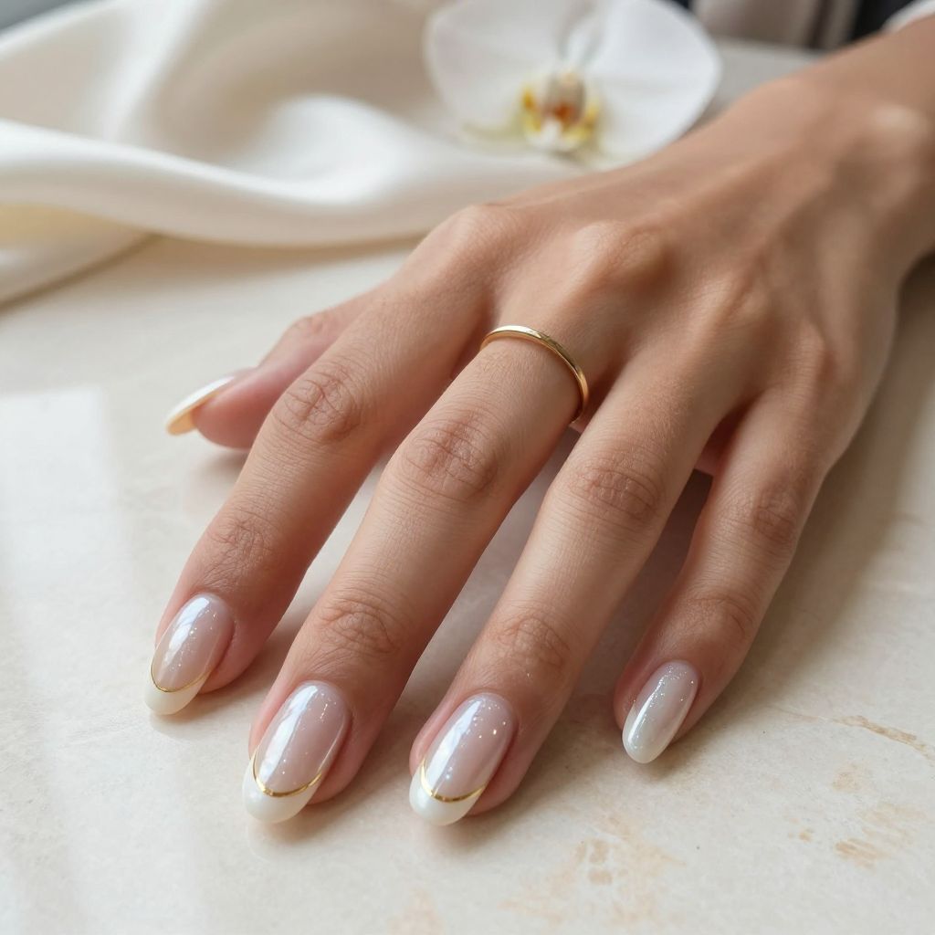 Subtle French Tip with Pearl Finish