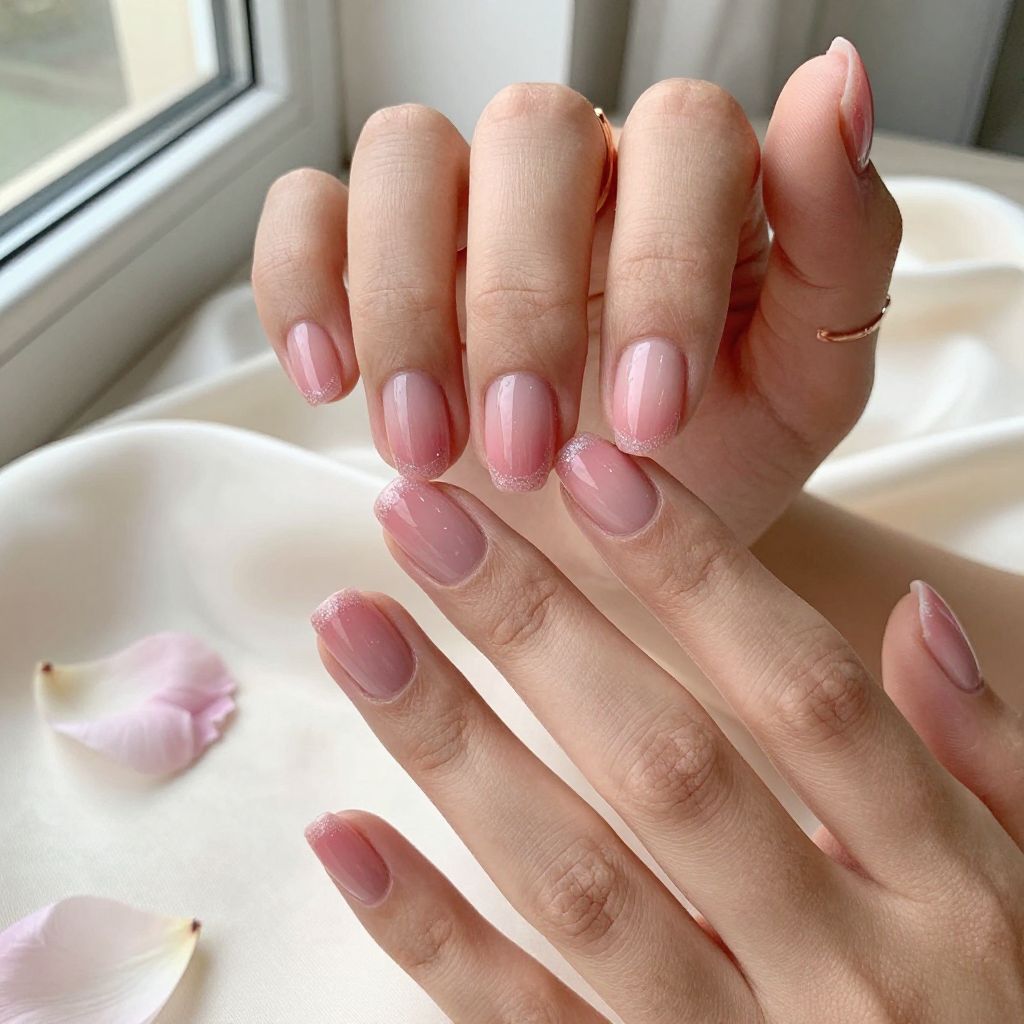 Blush Pink Ombre Round Nails