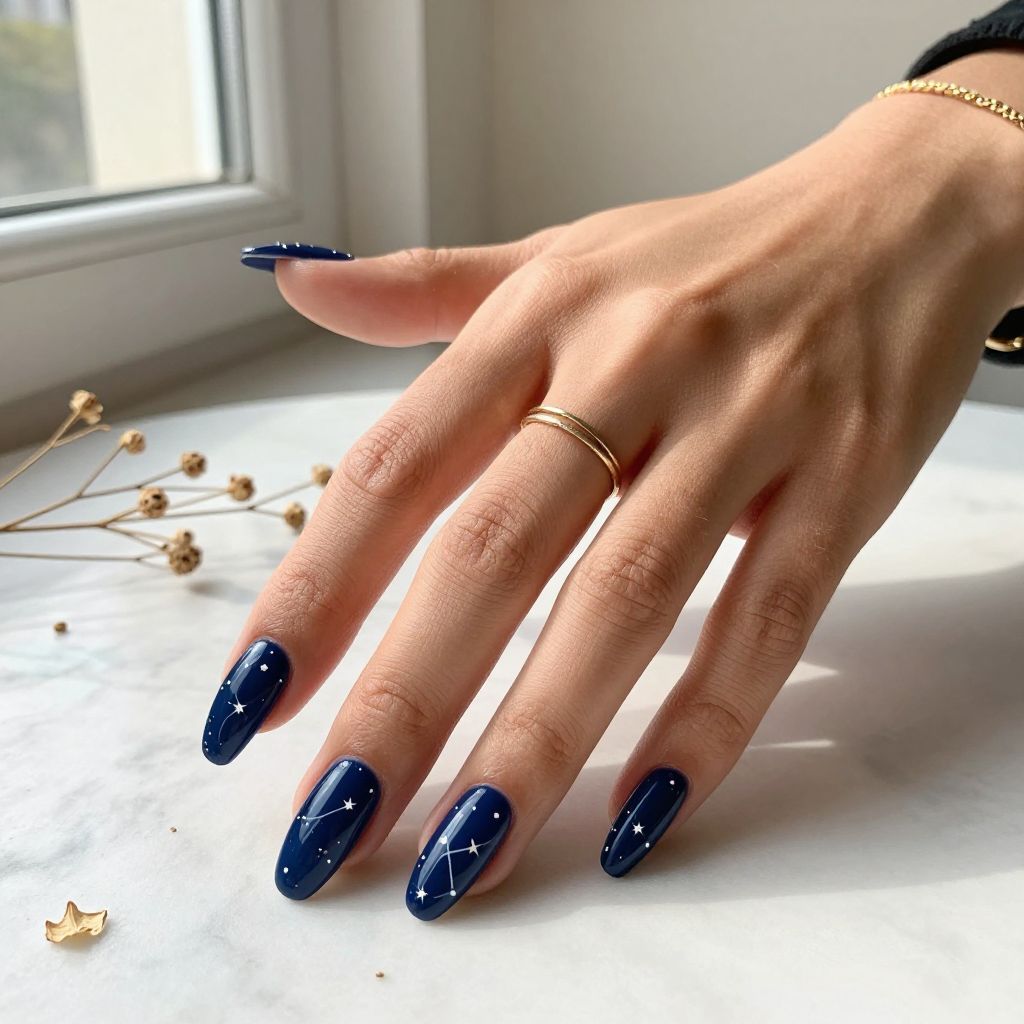 Navy Blue with Constellations