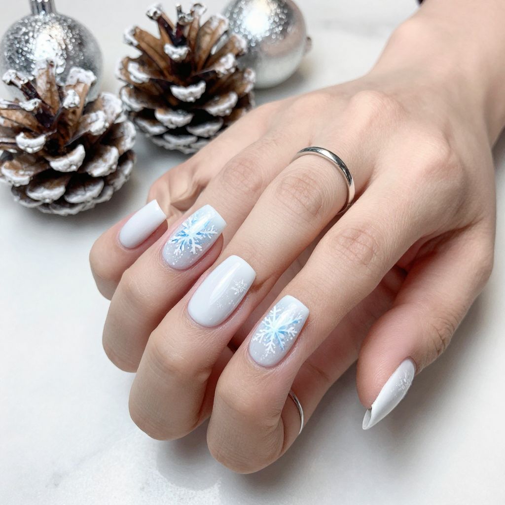 Icy White with Snowflake Art