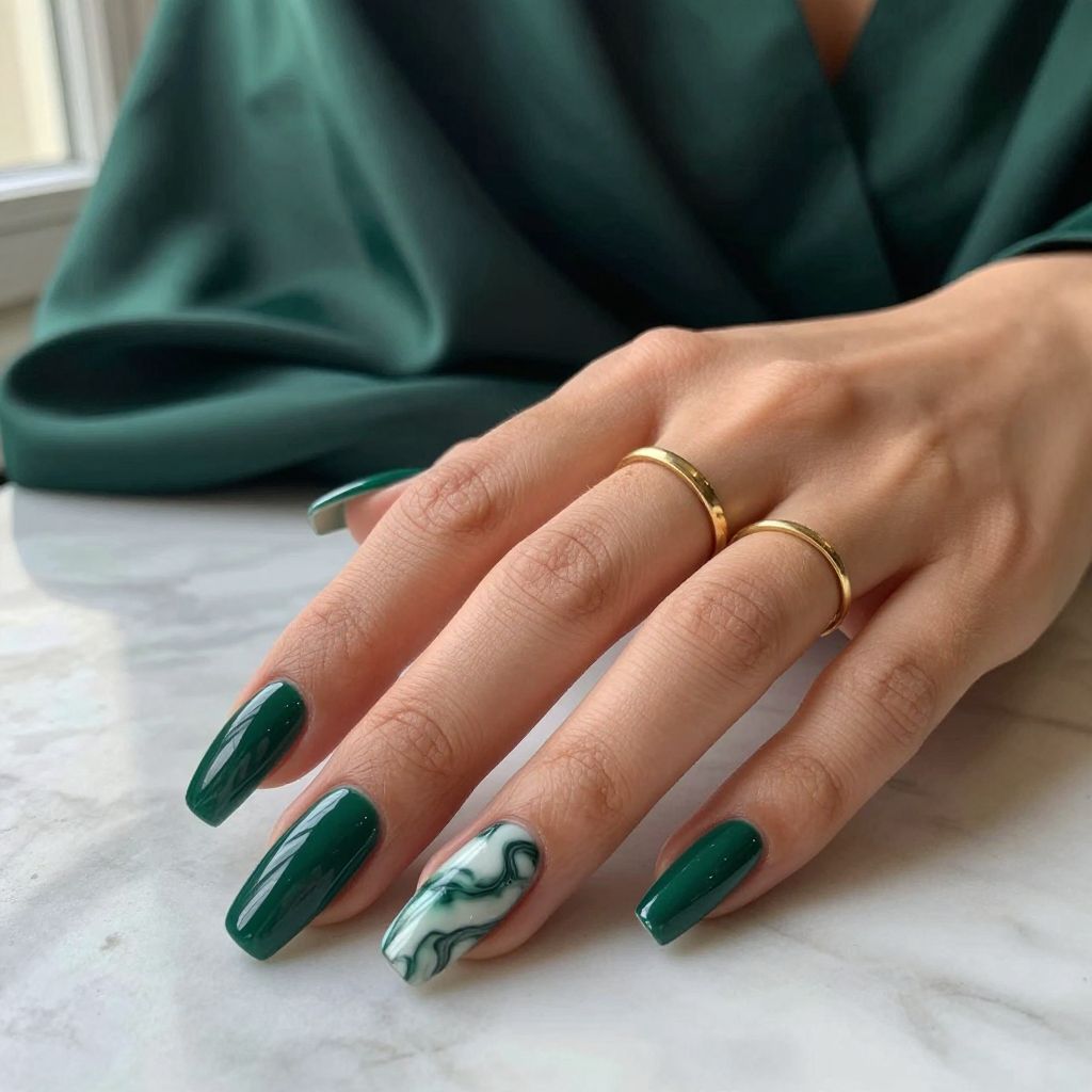Deep Emerald with Marble Swirls