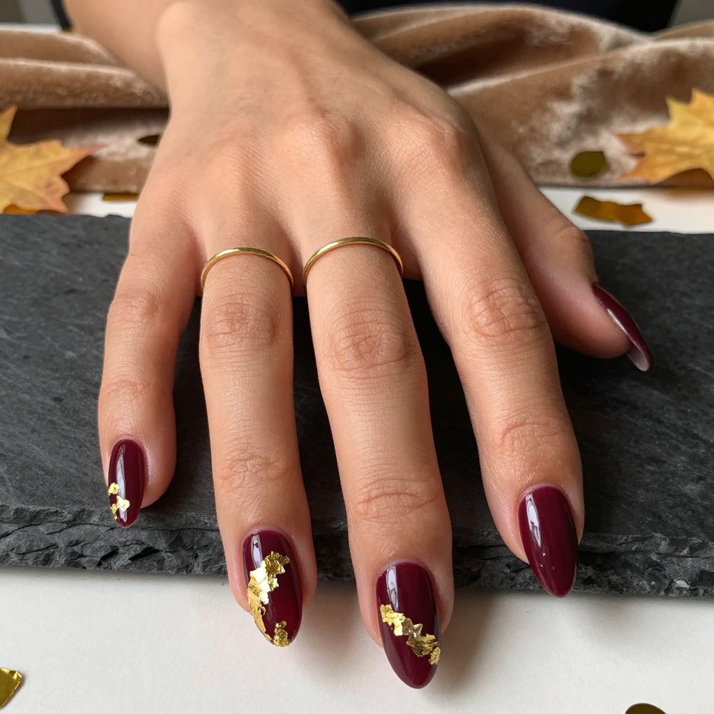 Burgundy Wine with Gold Foil Accents
