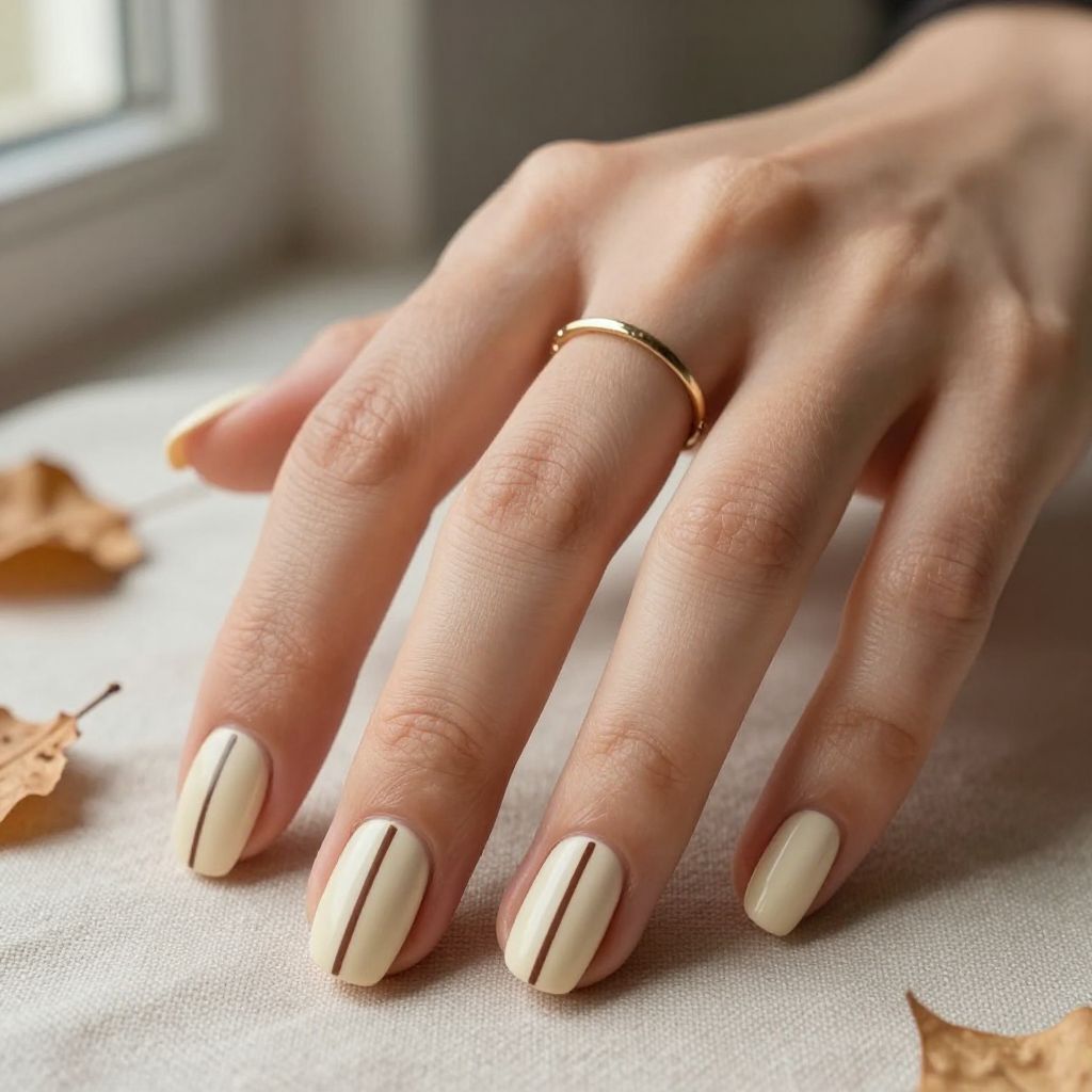 Cream Base with Thin Brown Stripe