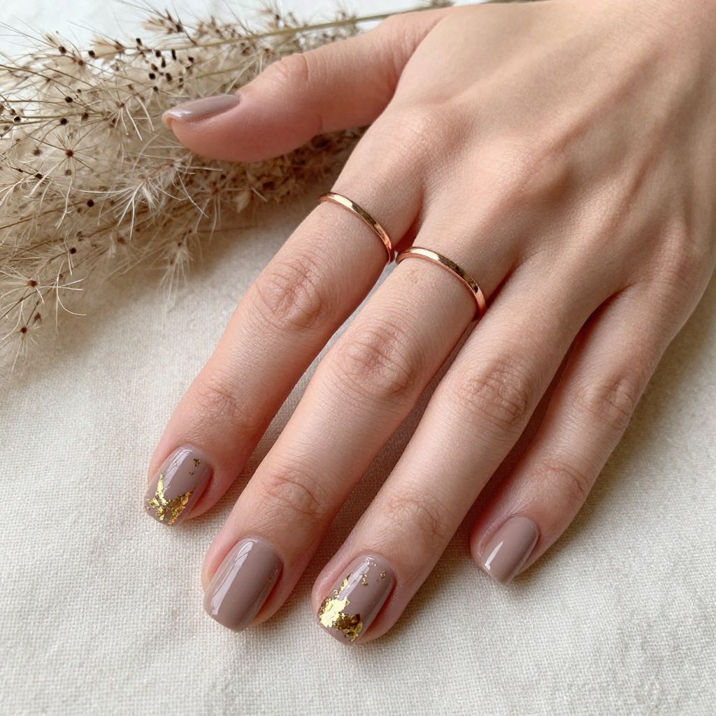 Warm Taupe with Gold Leaf Details