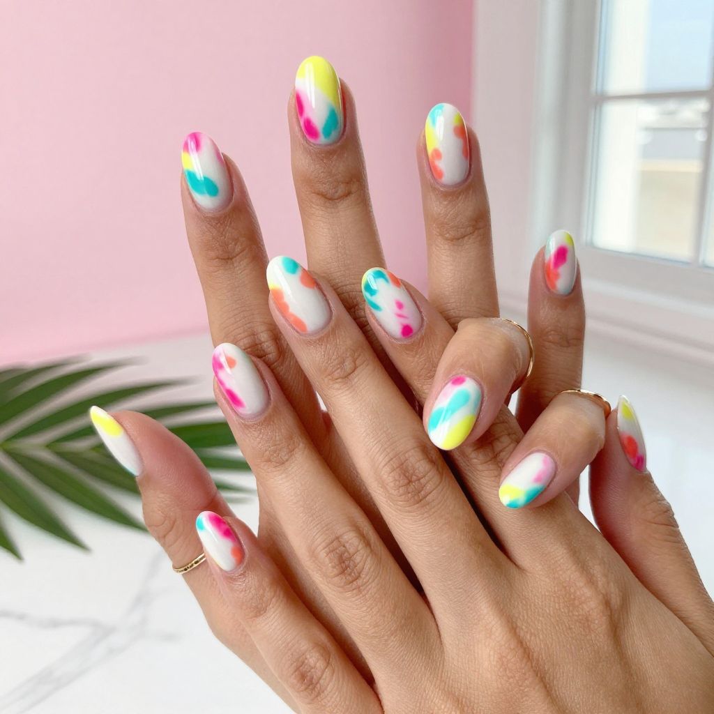 Tropical Tie Dye Nails