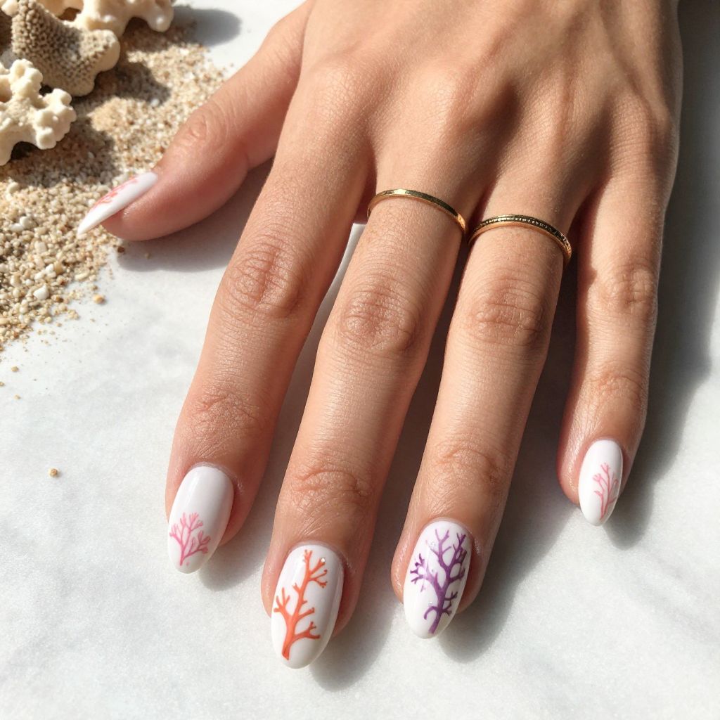 Tropical Coral Garden Nails