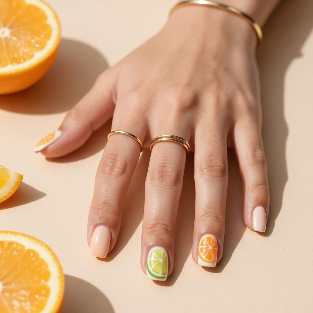 Tropical Citrus Burst Nails