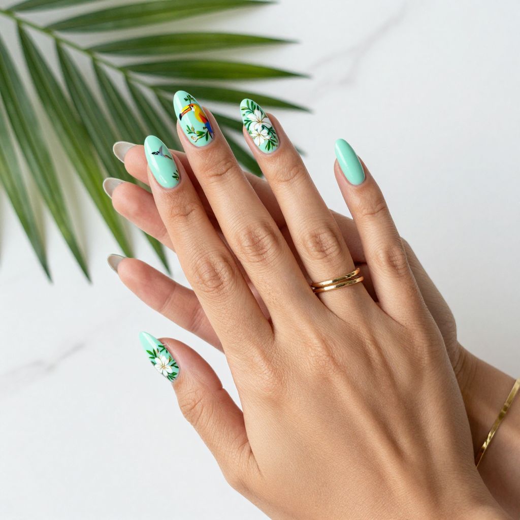 Tropical Bird Paradise Nails