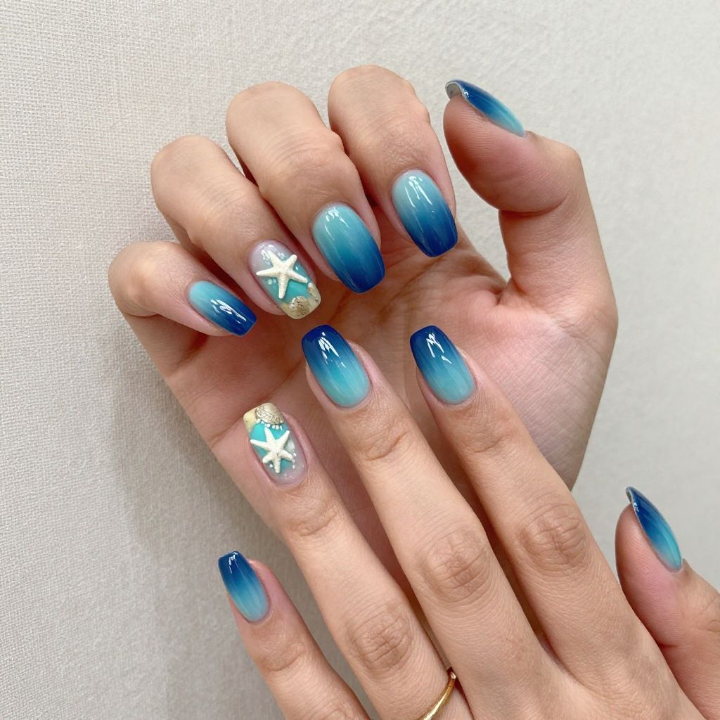 Ombré Tropical Water Gradient Nails