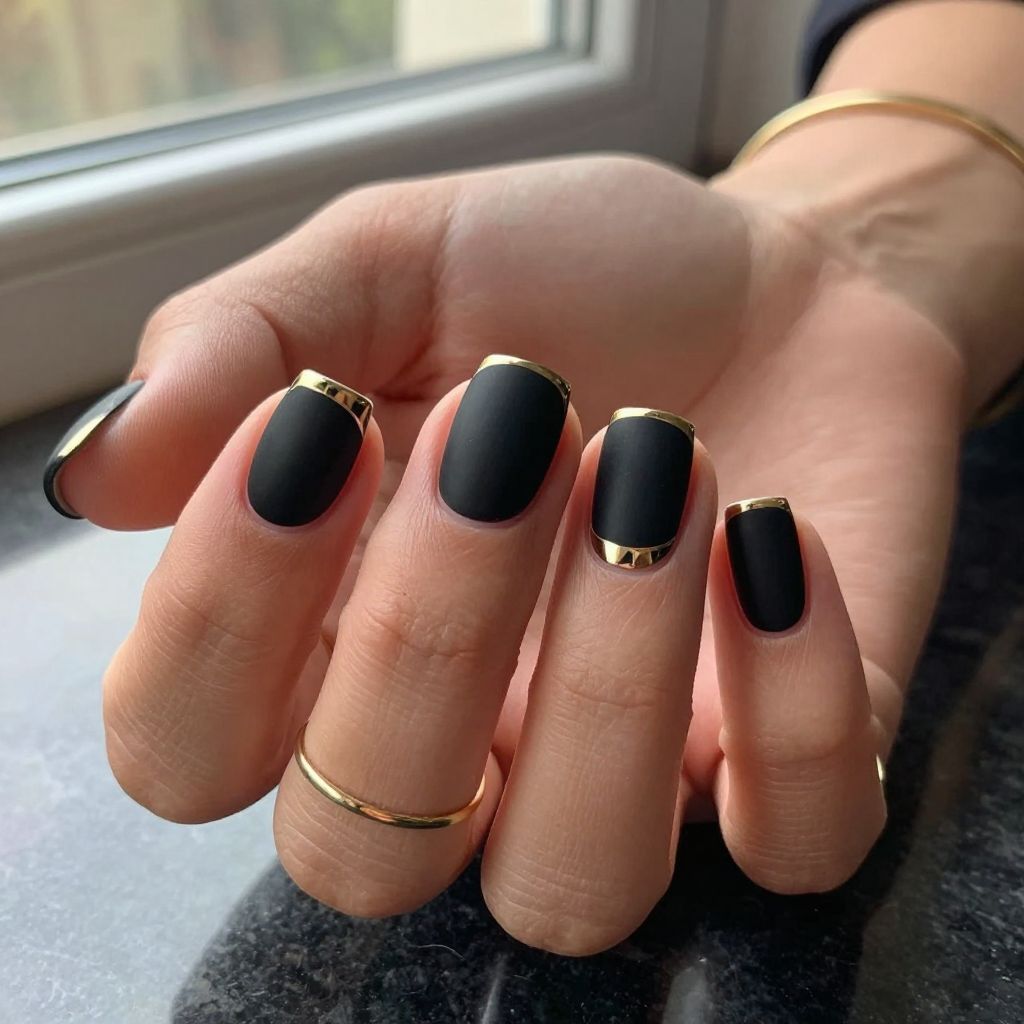 Black with Gold Geometric Border