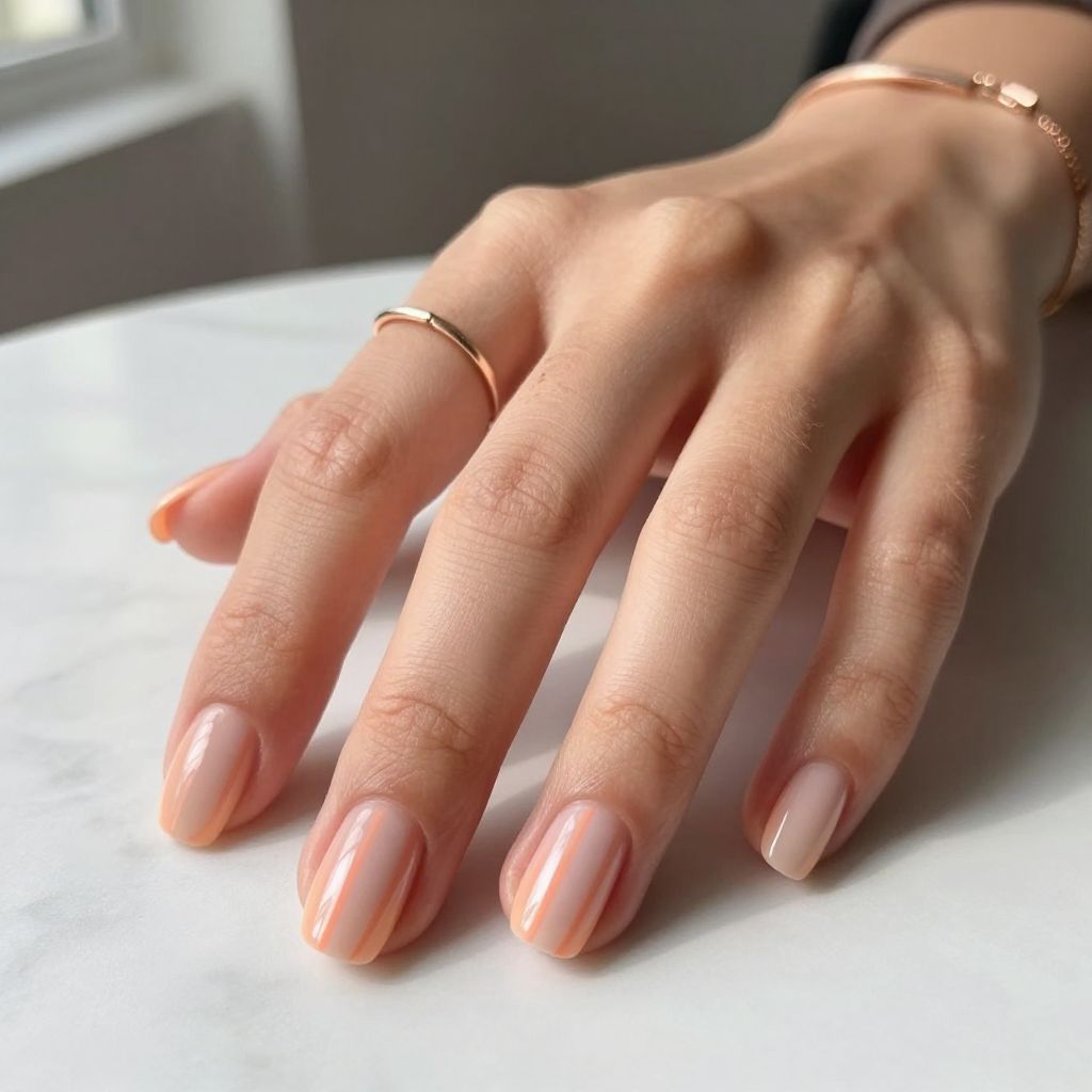 Peachy Nude with Vertical Stripe Detail