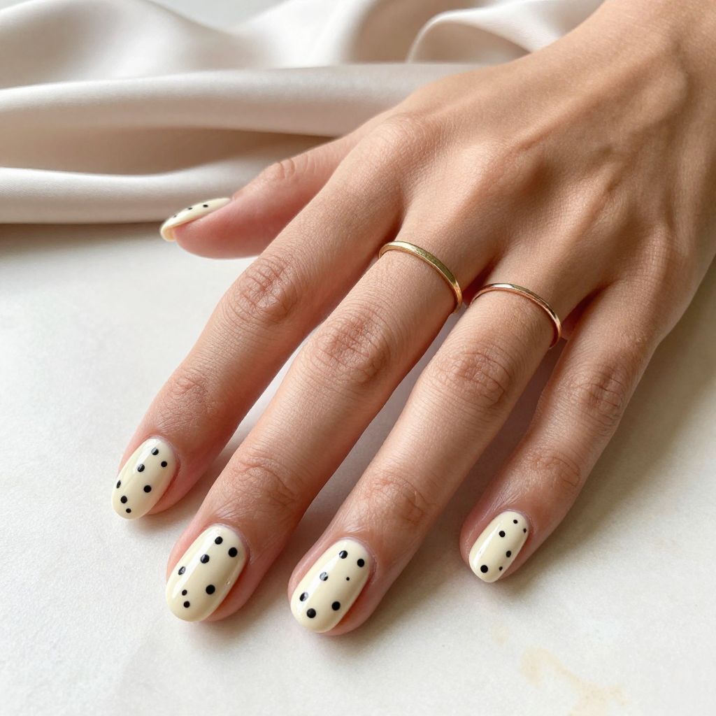 Cream with Minimalist Black Dot Pattern