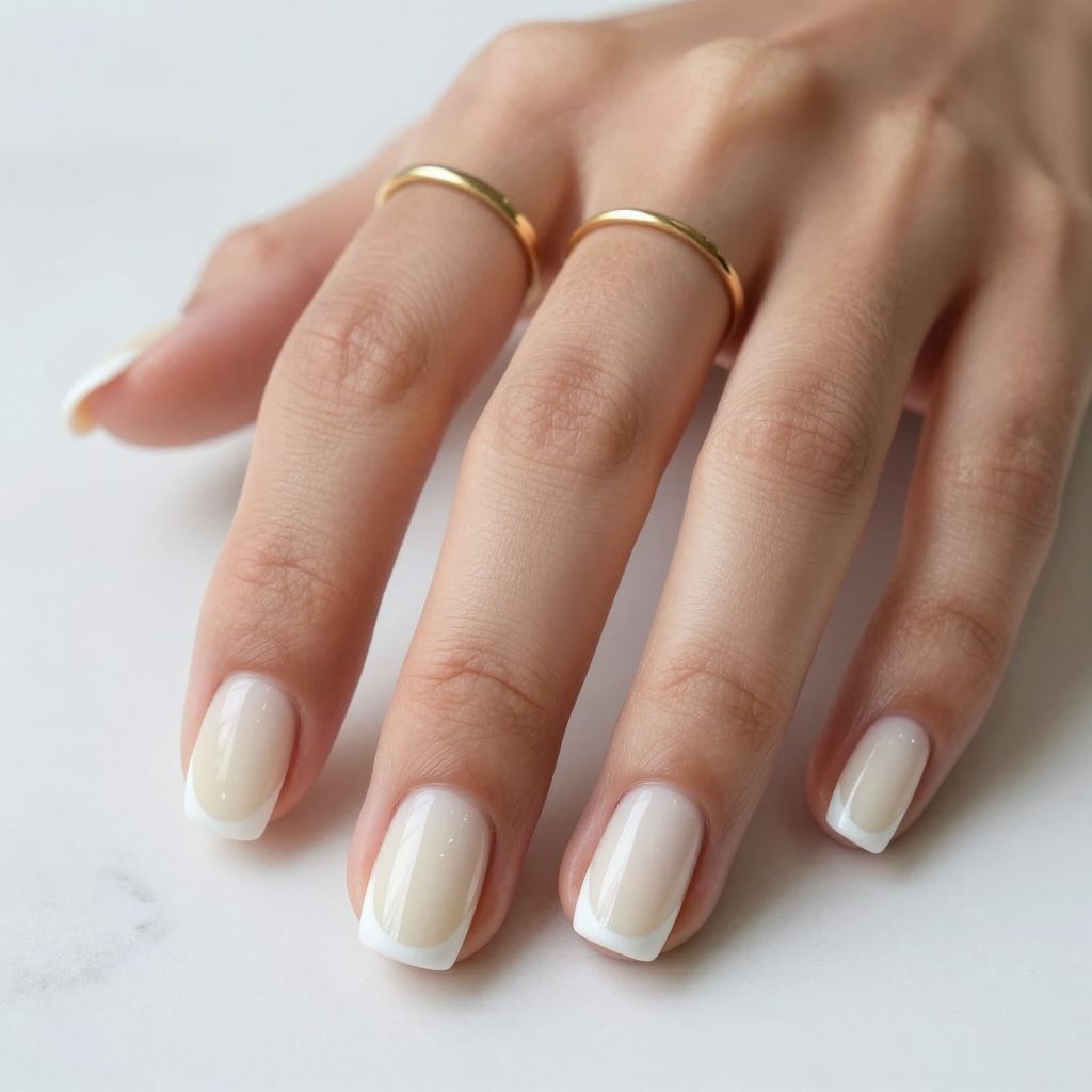 Classic French Manicure with Curved Tips