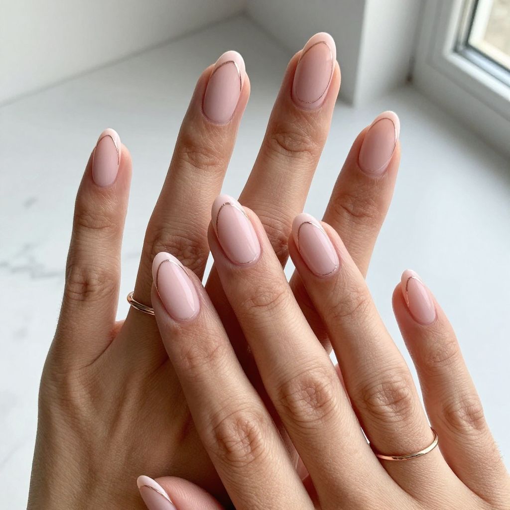 Soft Blush with Negative Space Geometry