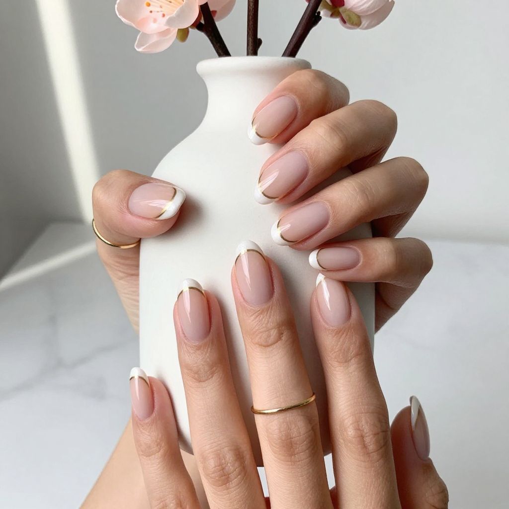 Gradient French Tips Oval Nails