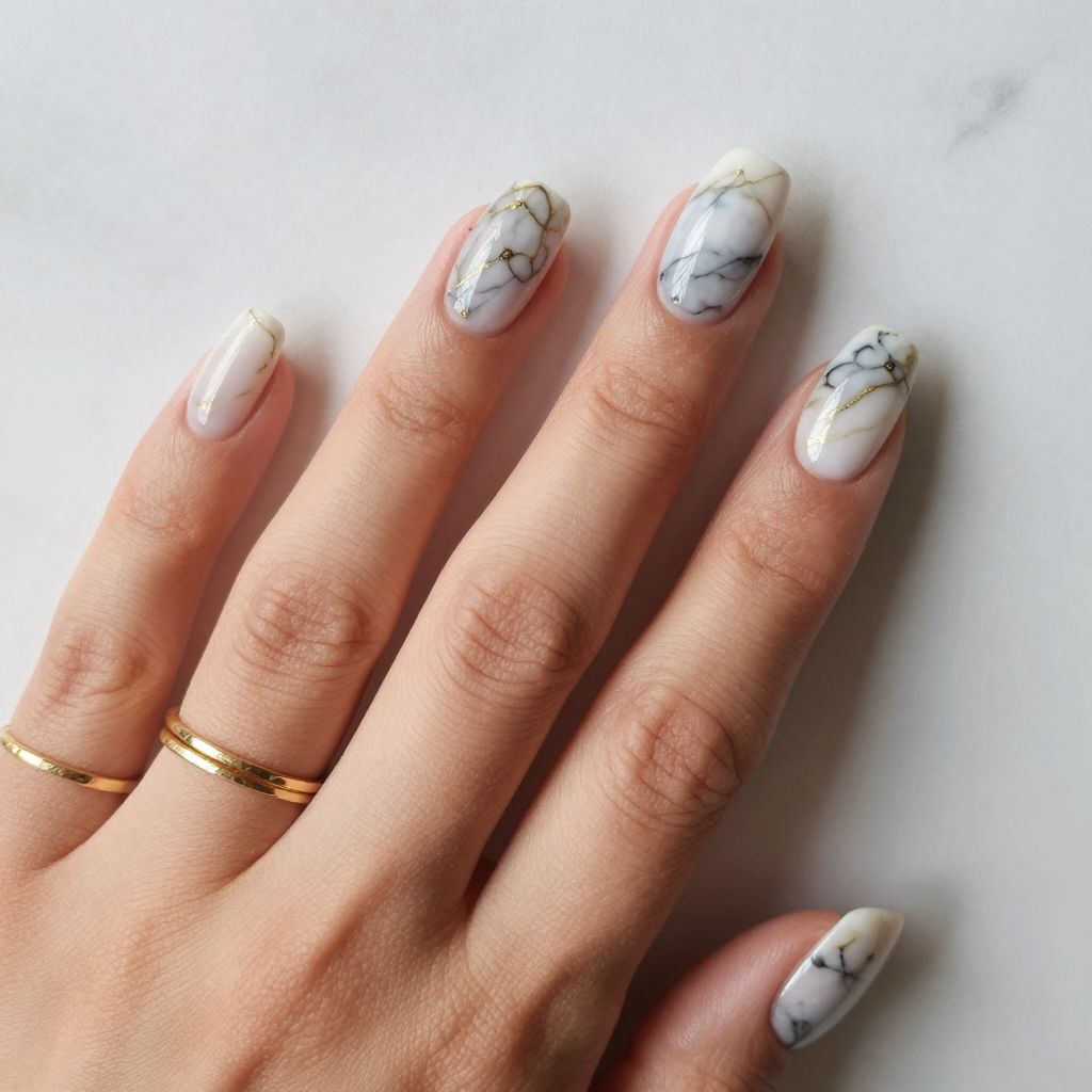 Abstract Marble Coffin Nails