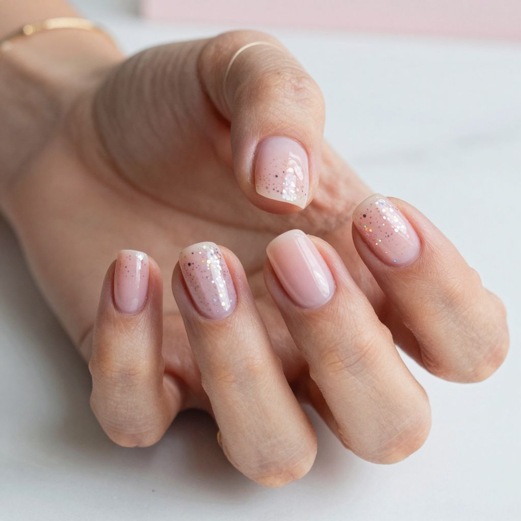 Holographic Sparkle Round Nails
