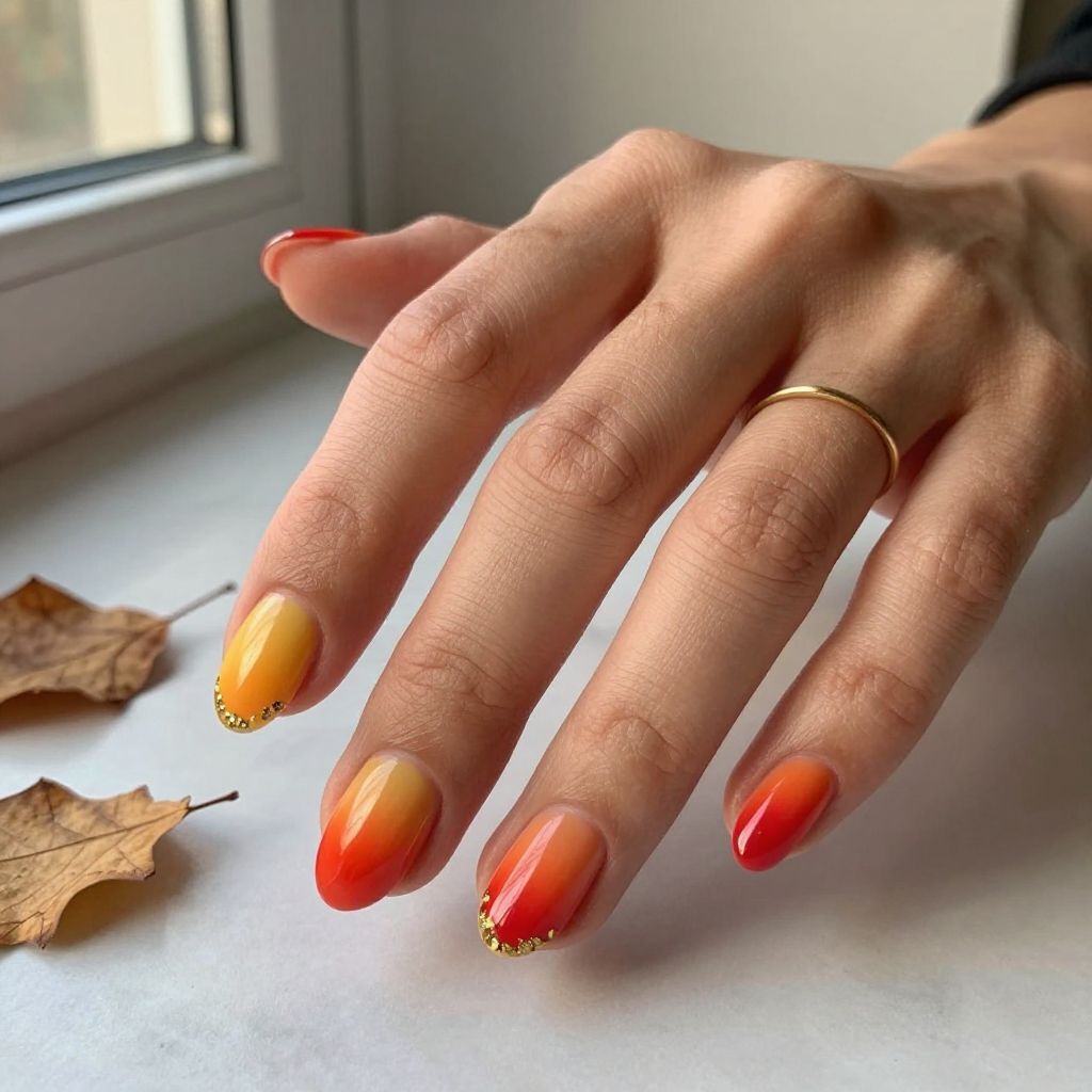 Sunset Gradient Oval Nails
