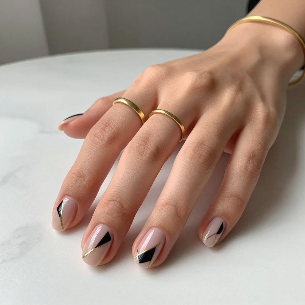 Geometric Negative Space Round Nails