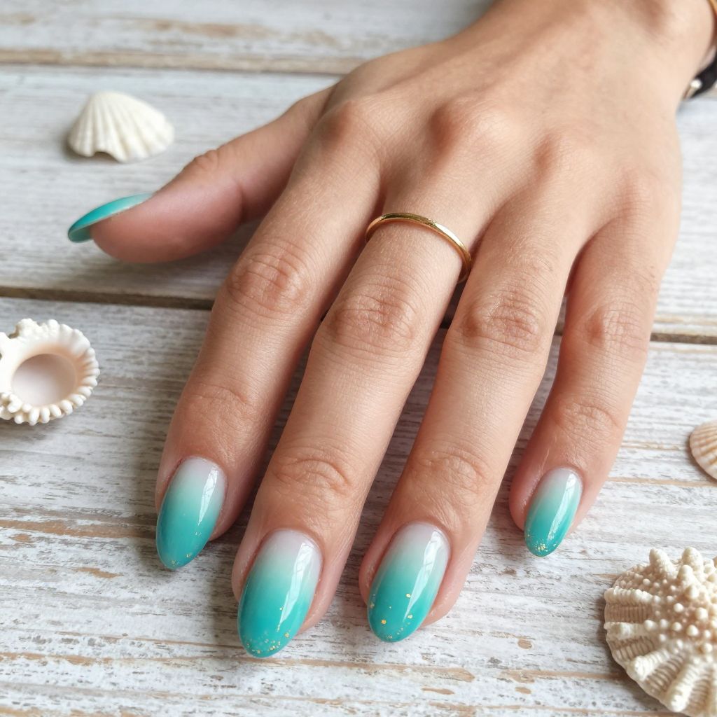 Tropical Turquoise Ombre with Gold Flecks