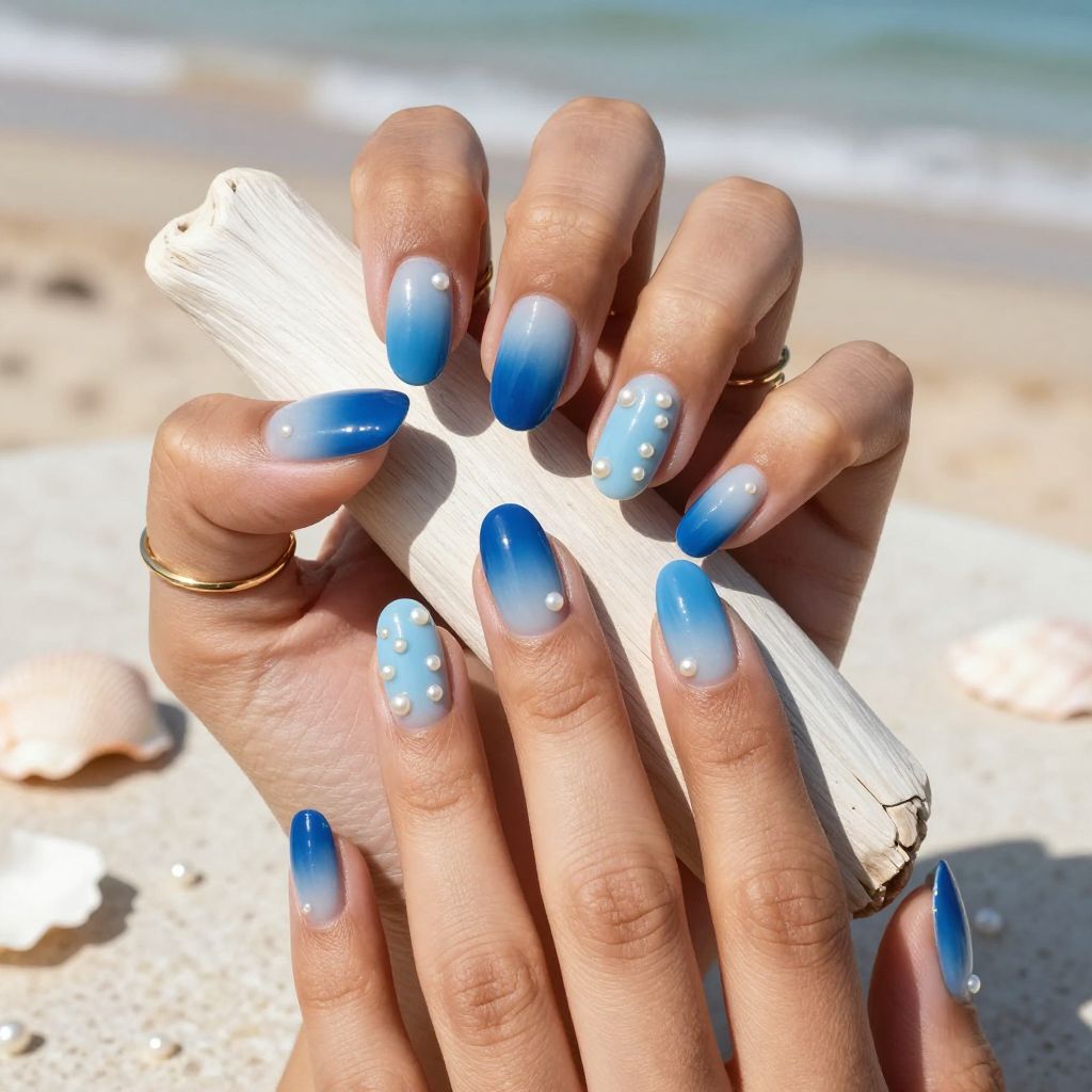 Ocean Blue Gradient with Pearl Accents