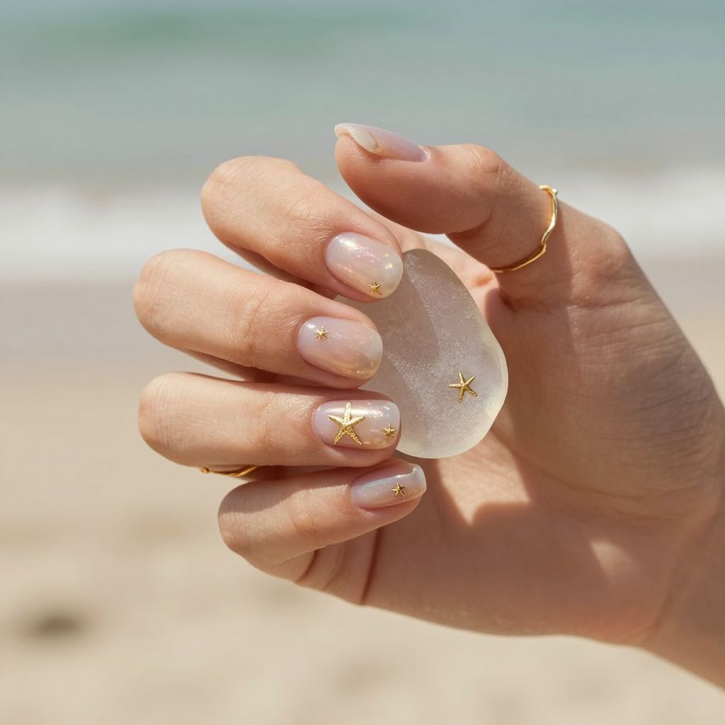 Crystal Clear Jelly Nails with Starfish Charms
