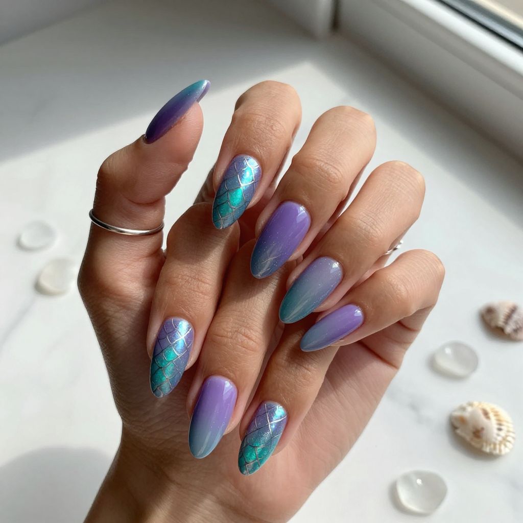 Mermaid Scale Ombre in Purple and Teal