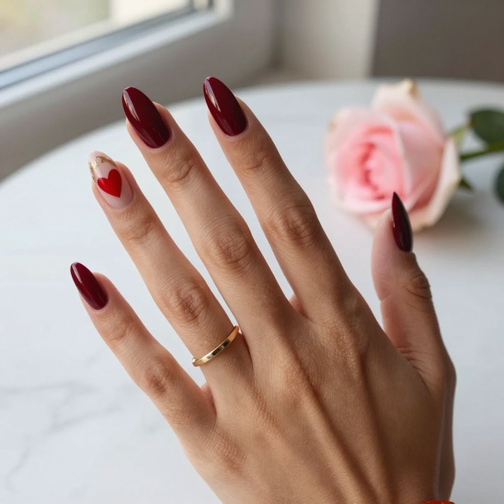 Deep Red Glossy Hearts