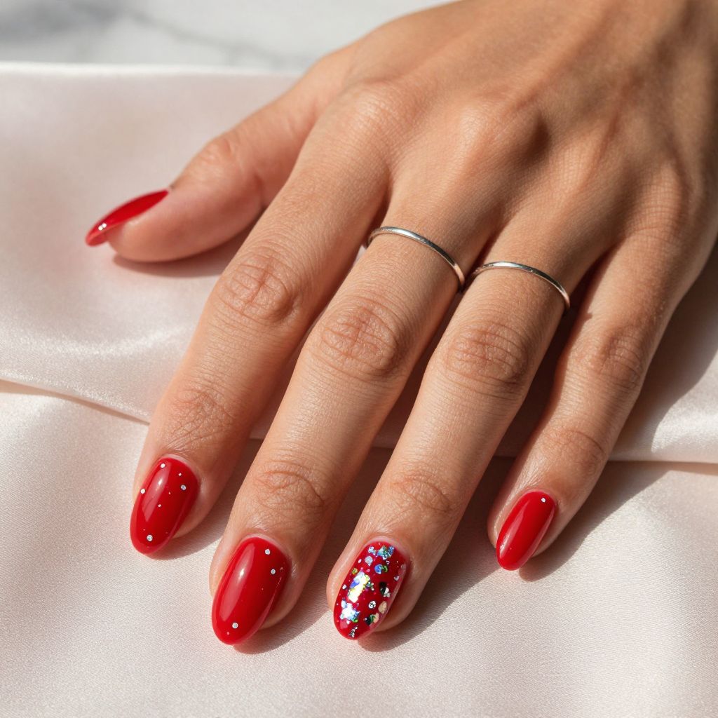 Crimson with Silver Foil Confetti