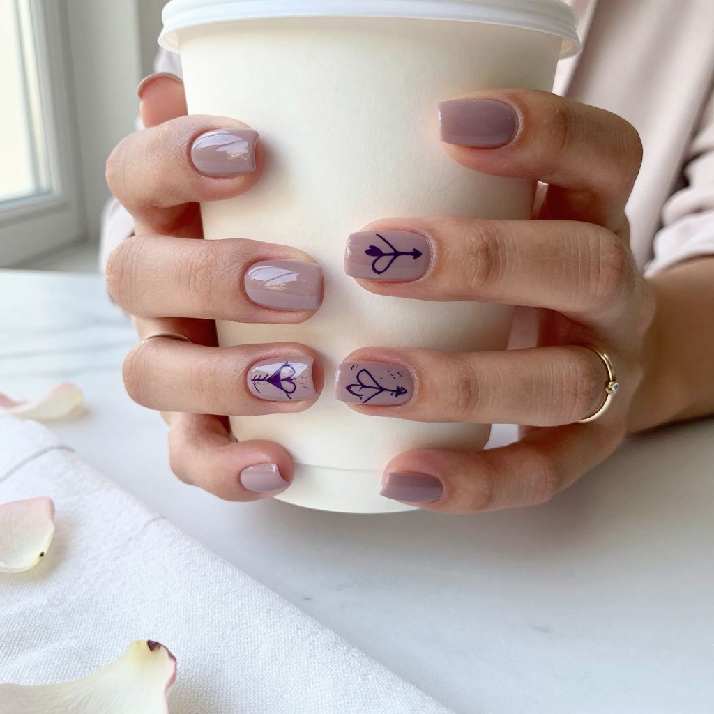 Mauve with Minimalist Line Art