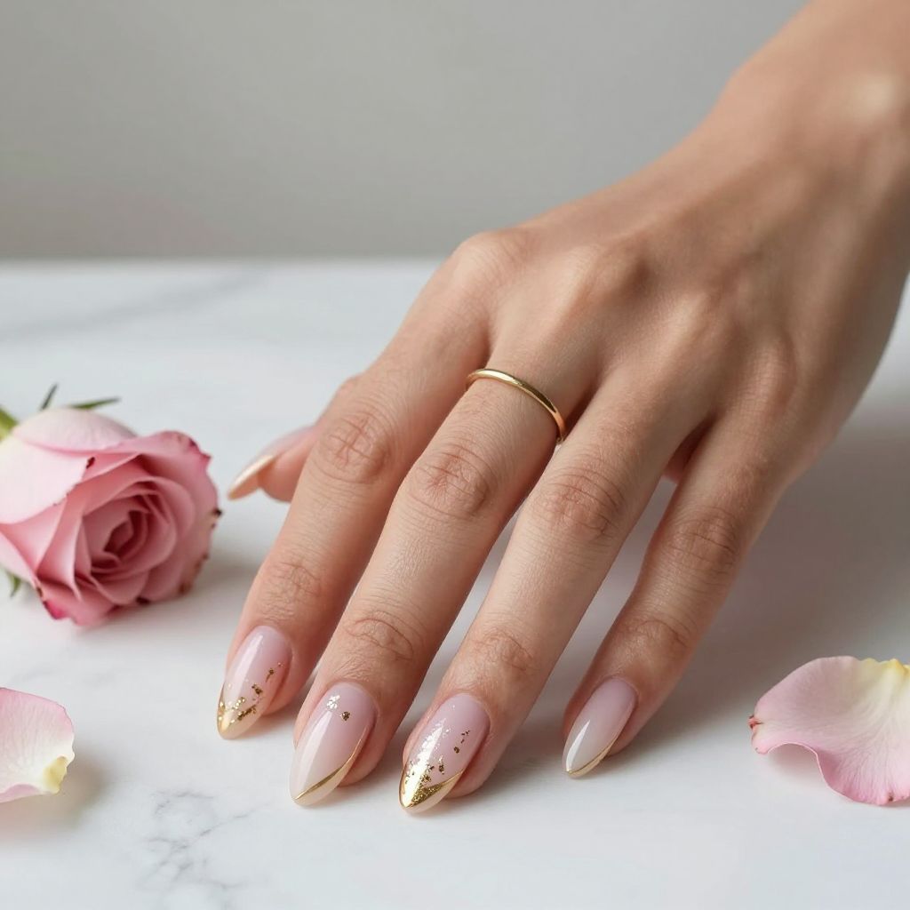 Soft Pink Ombré with Gold Flakes