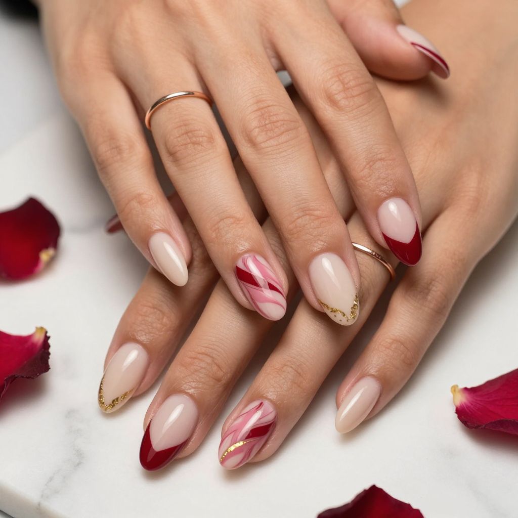 Marble Red and Pink Swirl