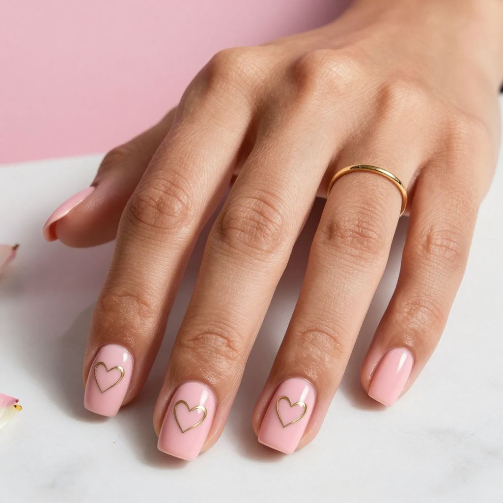 Blush Pink with Negative Space Hearts