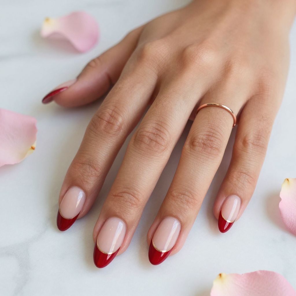 Classic French Tip Valentine Style