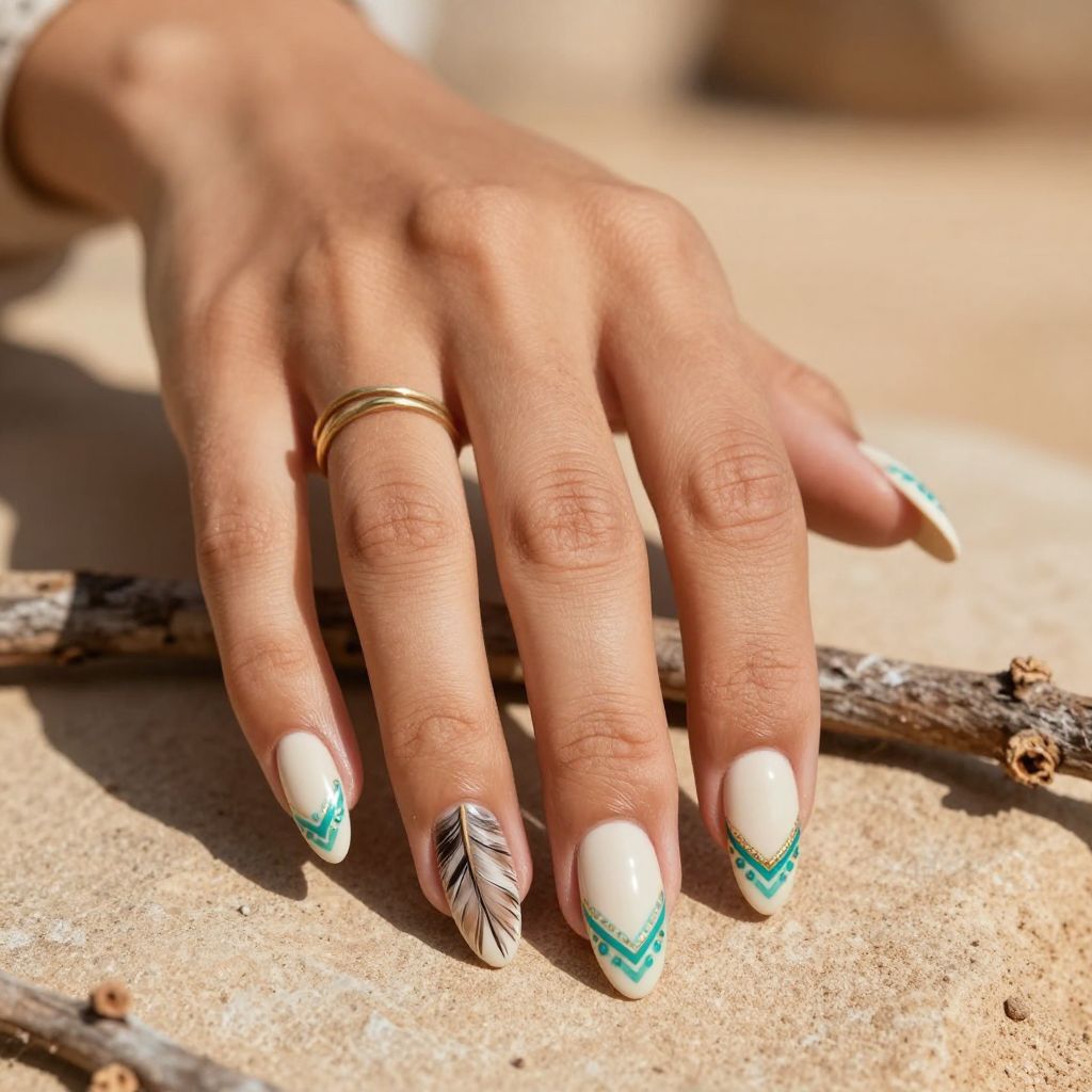 Feather and Turquoise Tribal Design