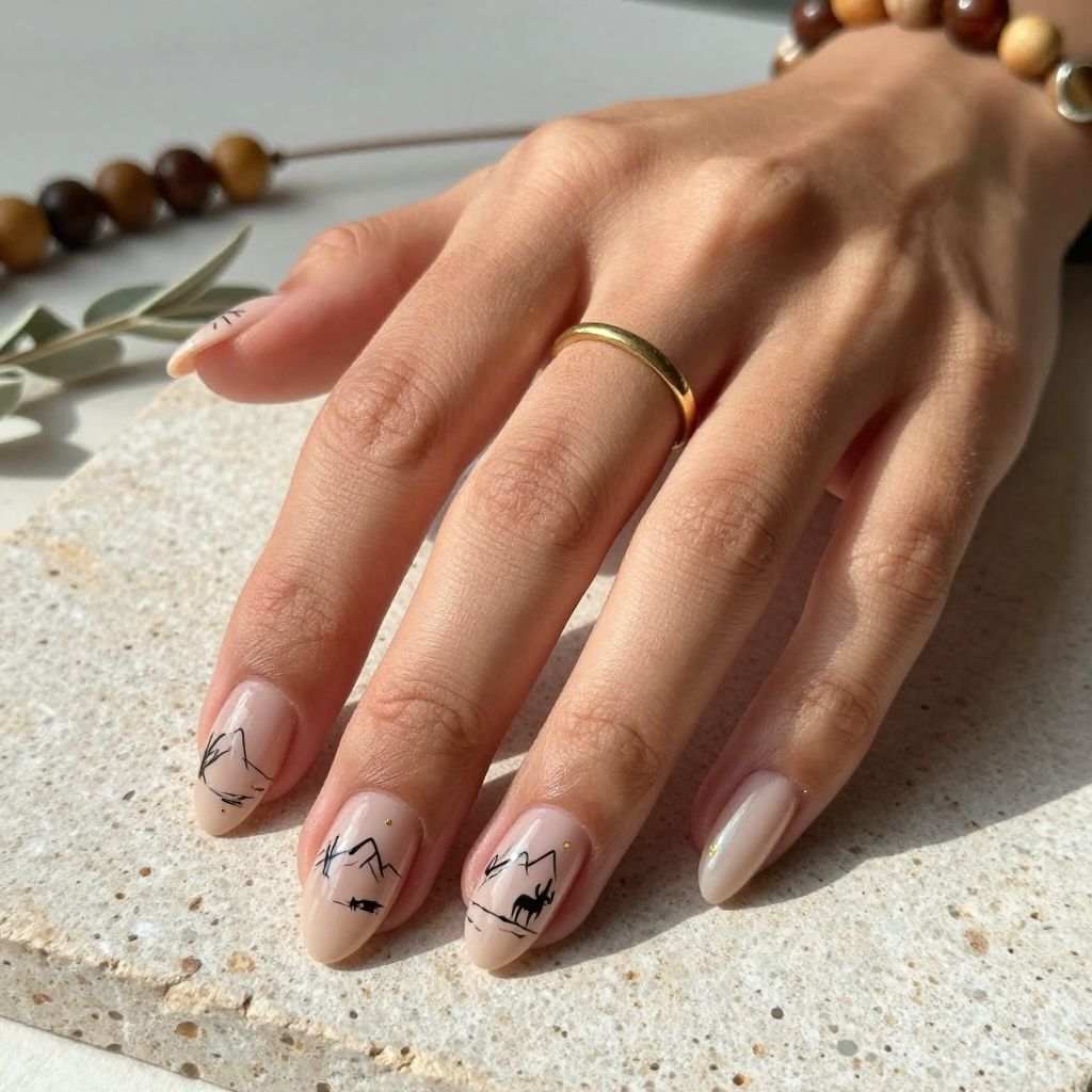Minimalist Western Line Art Nails
