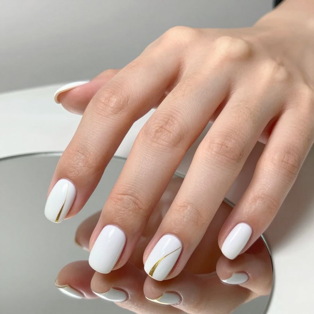 White and Gold Nail Designs nail idea 10