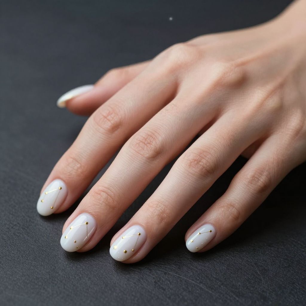 White and Gold Nail Designs nail idea 11
