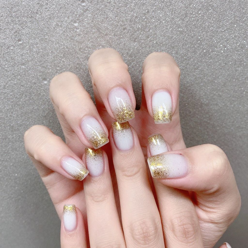 White and Gold Nail Designs nail idea 12