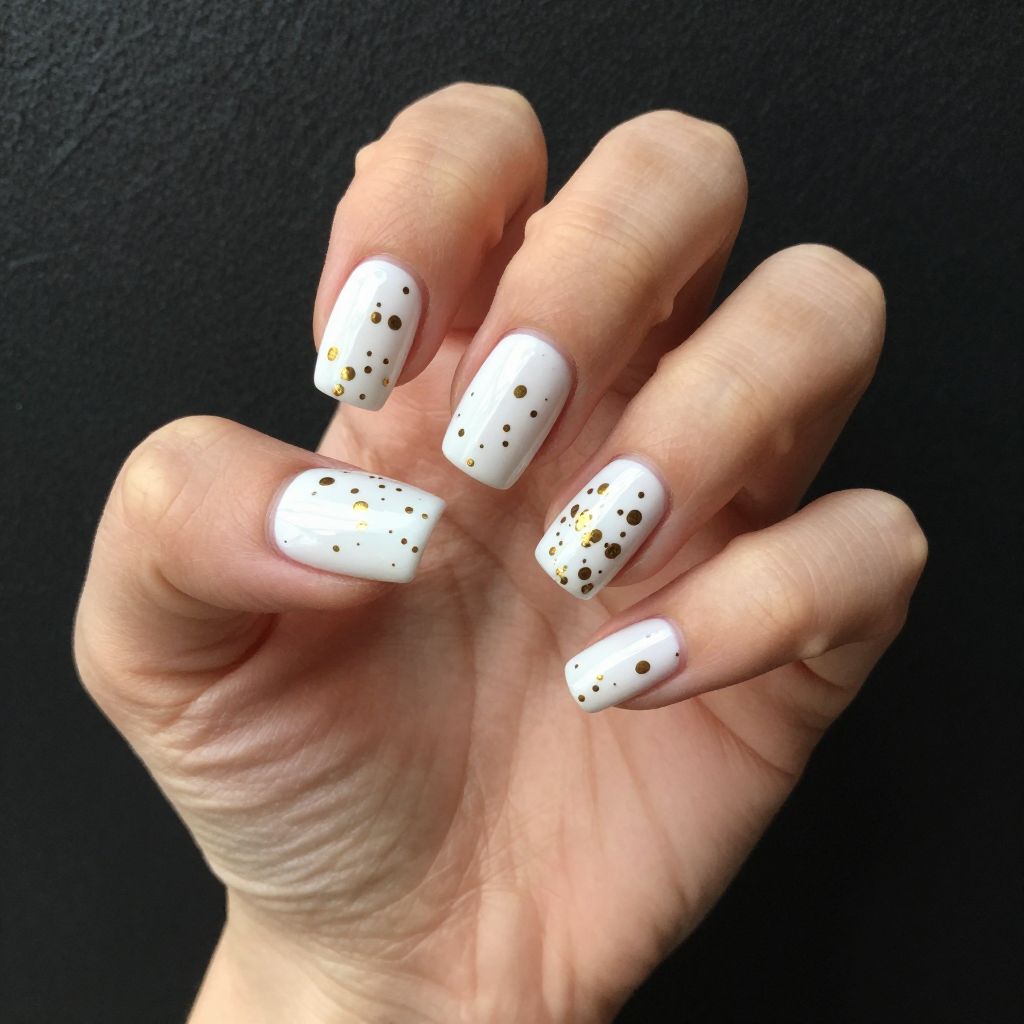White and Gold Nail Designs nail idea 13