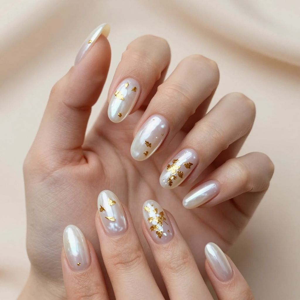White and Gold Nail Designs nail idea 2