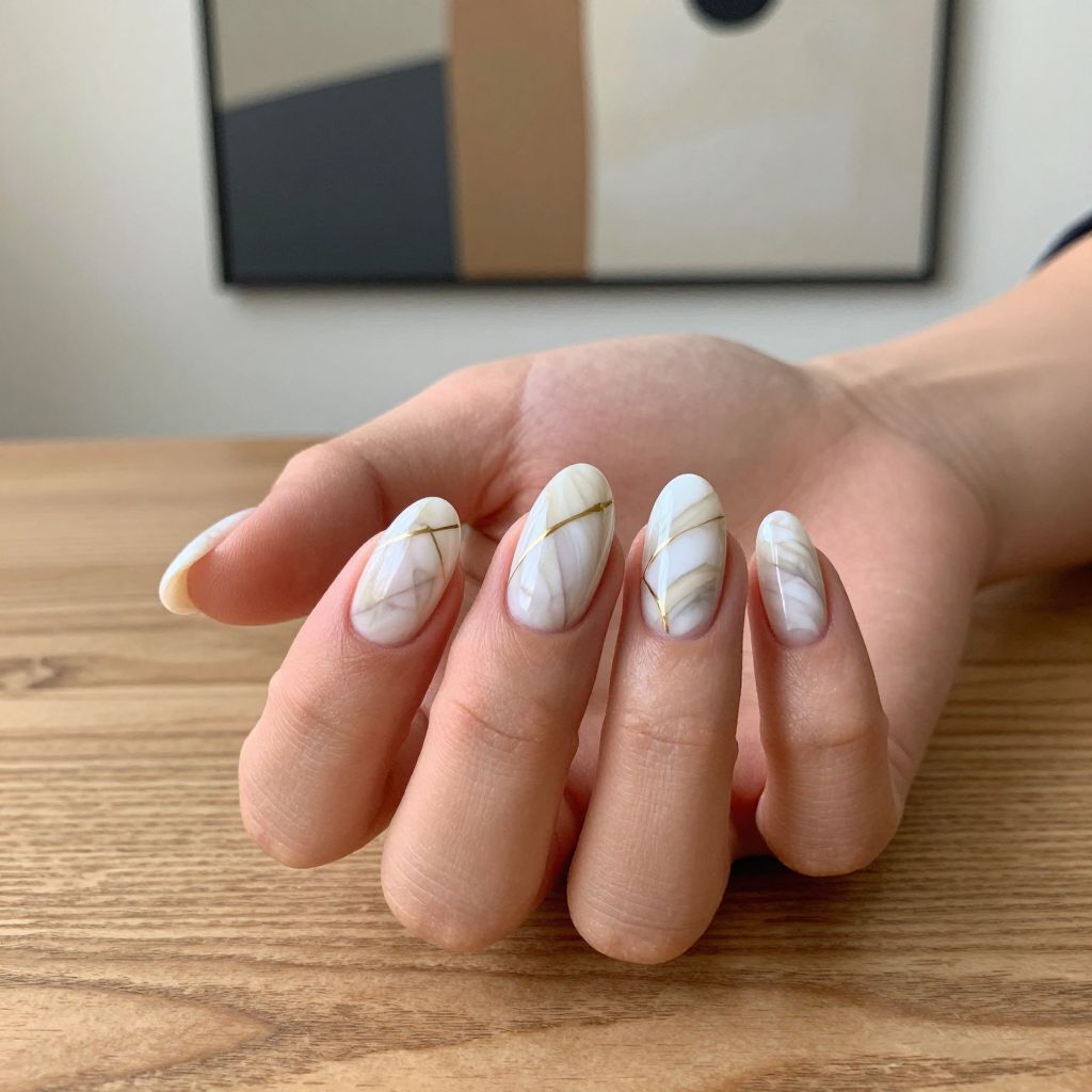 White and Gold Nail Designs nail idea 3
