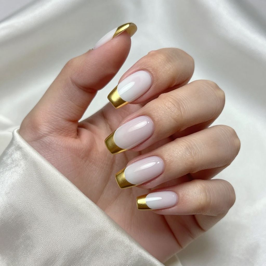 White and Gold Nail Designs nail idea 4