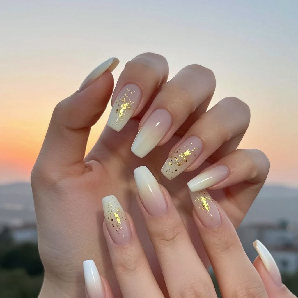 White and Gold Nail Designs nail idea 5