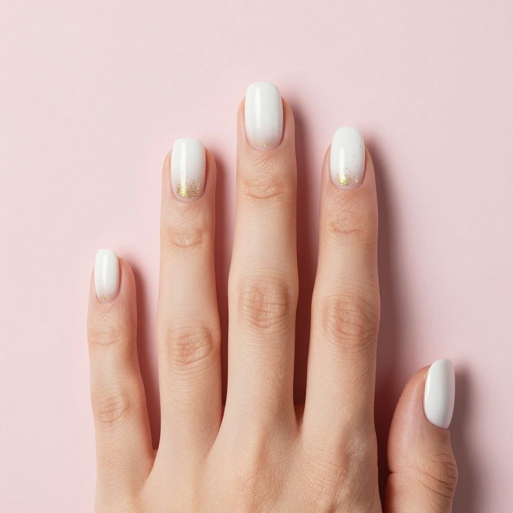 White and Gold Nail Designs nail idea 7