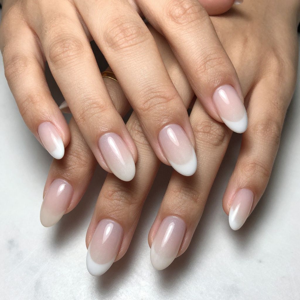 White French Ombre Fade Nails
