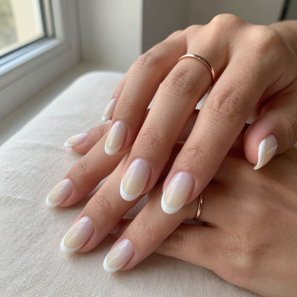 Creamy Milky White French Tips