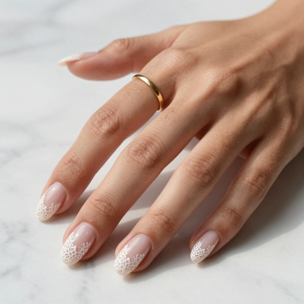 White Lace Overlay Nails
